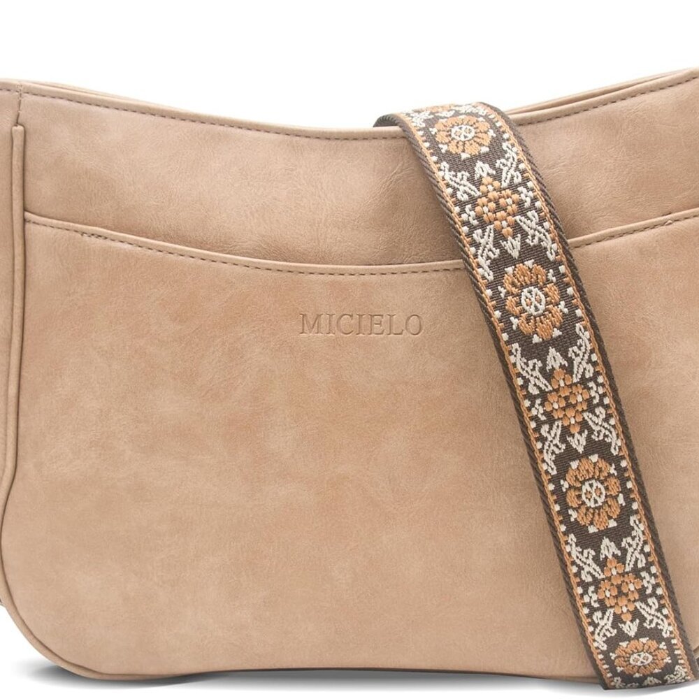 Vegan Leather Crossbody Bag Women Synthetic Lightweight Medium Adjustable Strap